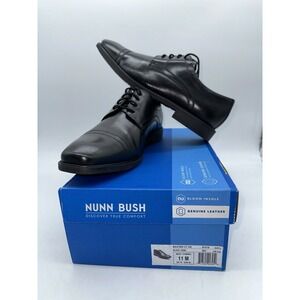 Nunn Bush Baxter CT OX Shoes Mens Size 11 M Black Cognac Leather Dress Comfort